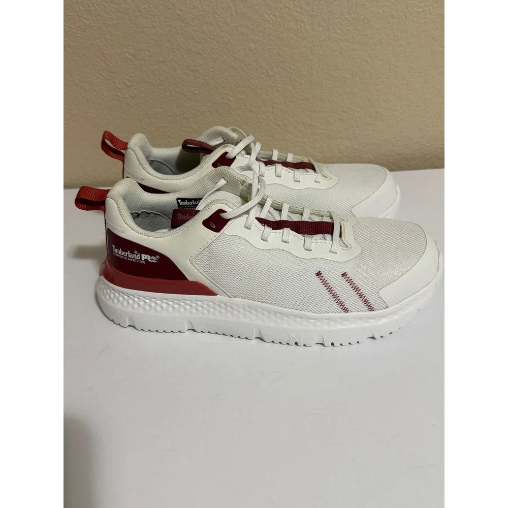 Timberland PRO Reaxion Composite Safety Toe Work Shoes White Burgundy A5VPF 8W